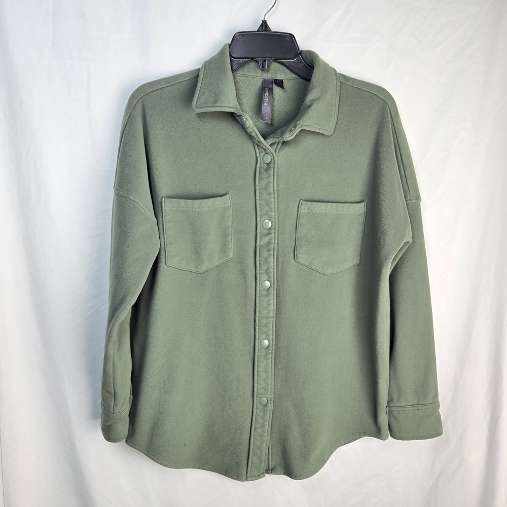 Mondetta Microfleece Snap Front Shirt Jacket Womens Small Green Gorpcore Granola